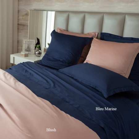 50 x 80 cm x 2 Basics Parure de lit avec housse de couette en satin Bleu foncé 260 x 220 cm 